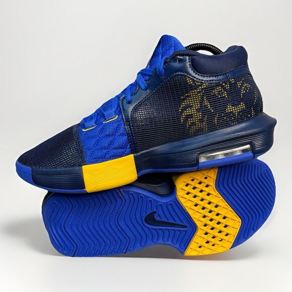 Nike Lebron Witness 8 Entourage Men Sz 7.5 Blue Gold FB2239-403 Basketball Shoes